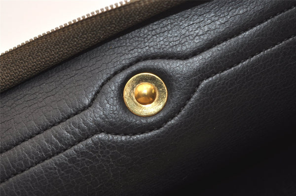 Authentic Christian Dior Vintage Clutch Hand Bag Purse Leather Khaki CD 6182J