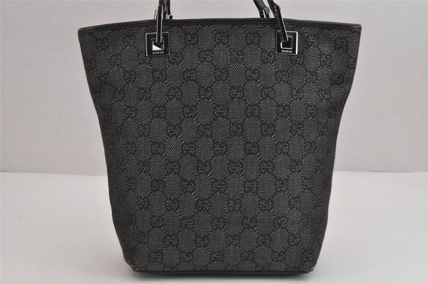 Authentic GUCCI Vintage Shoulder Tote Bag GG Canvas Leather 31244 Black 6184J