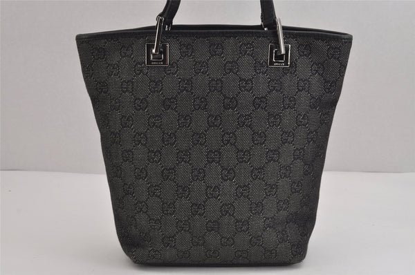 Authentic GUCCI Vintage Shoulder Tote Bag GG Canvas Leather 31244 Black 6184J