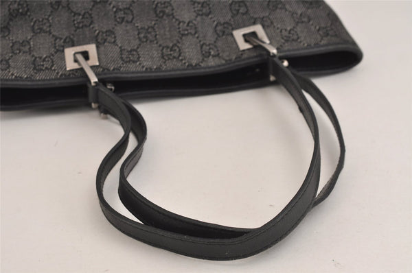 Authentic GUCCI Vintage Shoulder Tote Bag GG Canvas Leather 31244 Black 6184J