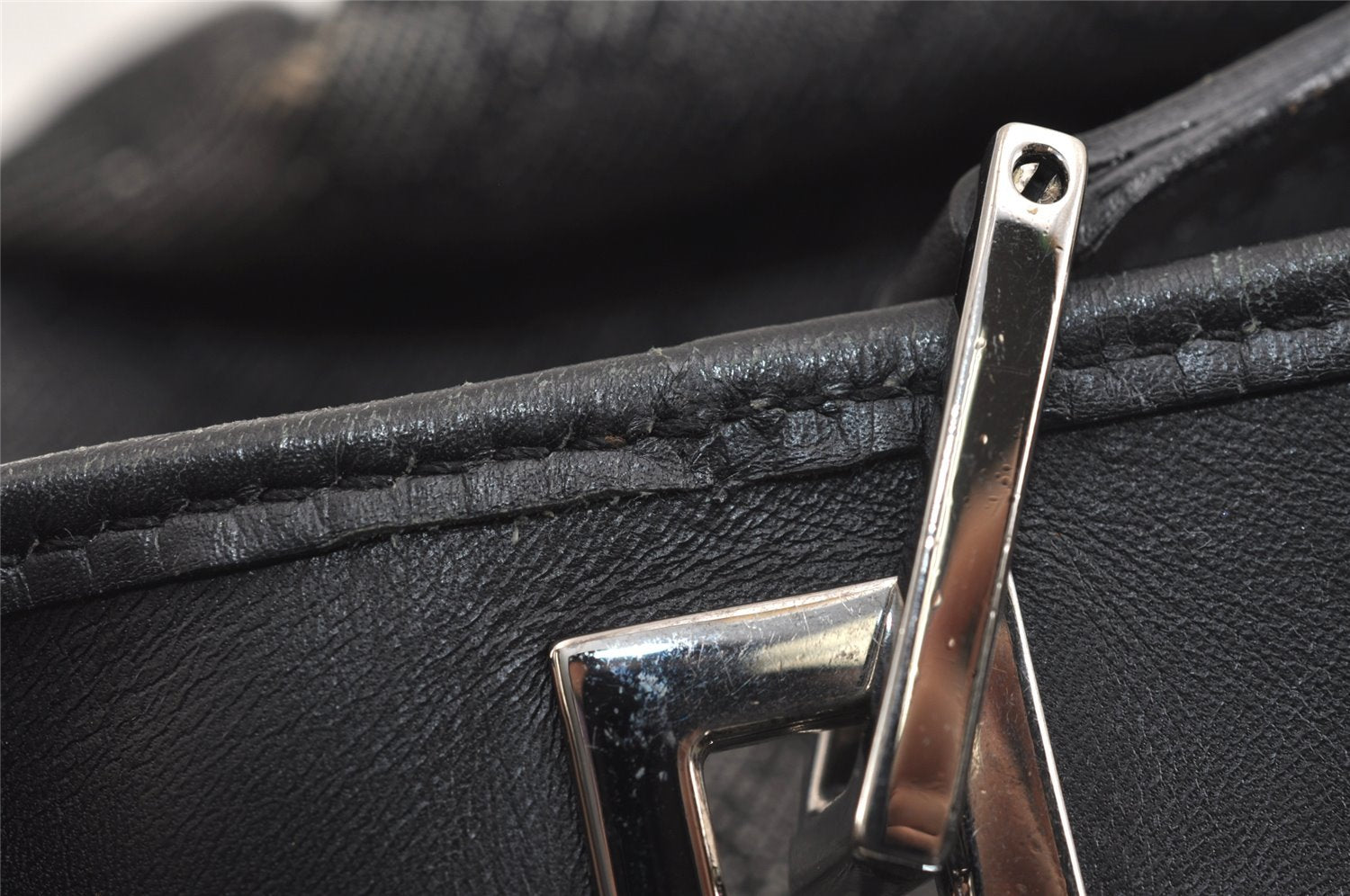 Authentic GUCCI Vintage Shoulder Tote Bag GG Canvas Leather 31244 Black 6184J