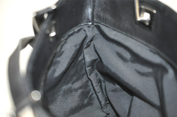 Authentic GUCCI Vintage Shoulder Tote Bag GG Canvas Leather 31244 Black 6184J