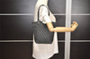 Authentic GUCCI Vintage Shoulder Tote Bag GG Canvas Leather 31244 Black 6184J