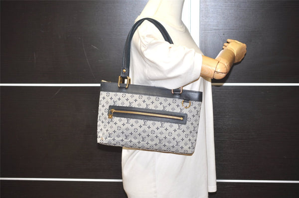 Authentic Louis Vuitton Monogram Mini Lucille PM Hand Bag Blue M92676 LV 6187I