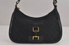 Authentic GUCCI Shoulder Cross Body Bag GG Canvas Leather 0014128 Black 6189J