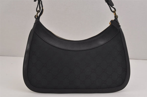 Authentic GUCCI Shoulder Cross Body Bag GG Canvas Leather 0014128 Black 6189J