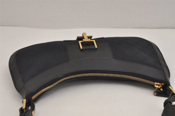 Authentic GUCCI Shoulder Cross Body Bag GG Canvas Leather 0014128 Black 6189J