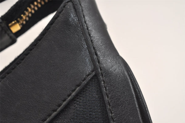 Authentic GUCCI Shoulder Cross Body Bag GG Canvas Leather 0014128 Black 6189J