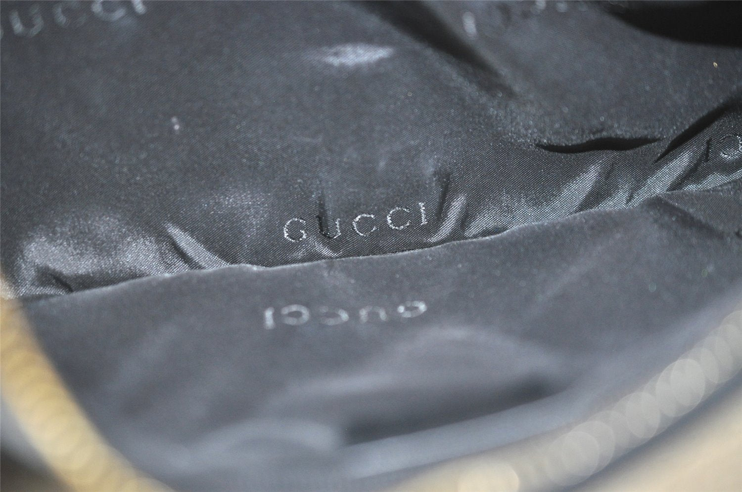 Authentic GUCCI Shoulder Cross Body Bag GG Canvas Leather 0014128 Black 6189J