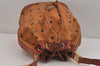 Authentic MCM Visetos Leather Vintage Shoulder Drawstring Bag Purse Brown 6190J