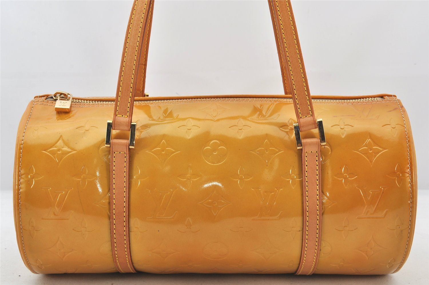 Authentic Louis Vuitton Vernis Bedford Hand Bag Yellow Beige M91006 LV 6190K