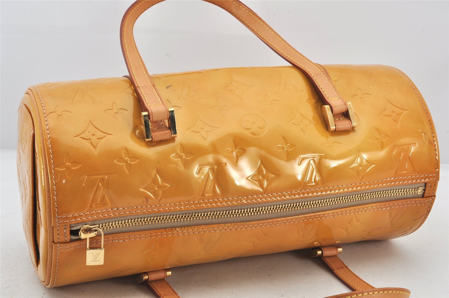 Authentic Louis Vuitton Vernis Bedford Hand Bag Yellow Beige M91006 LV 6190K