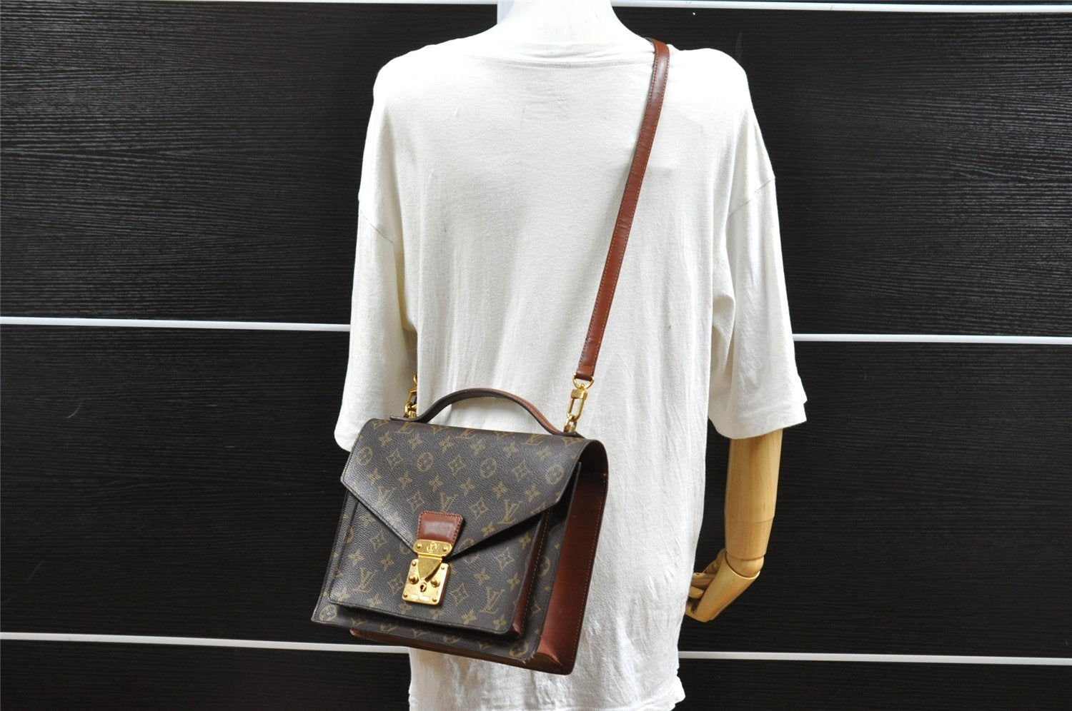 Authentic Louis Vuitton Monogram Monceau 2Way Shoulder Hand Bag M51185 LV 6191I