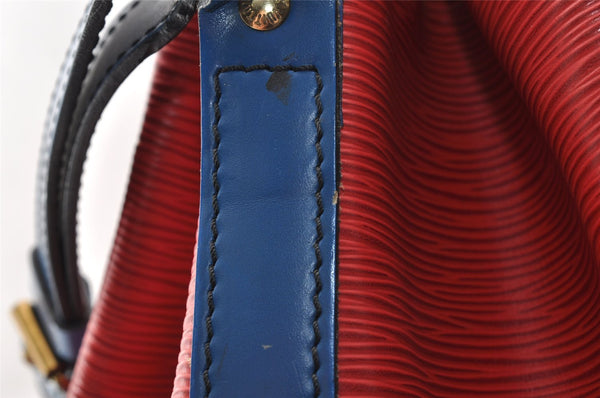 Authentic Louis Vuitton Epi Noe Bi-color Red x Blue M44084 Drawstring Bag 6192I