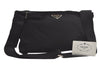 Auth PRADA VELA SPORT Nylon Tessuto Leather Shoulder Bag BT0174 Black Junk 6194K