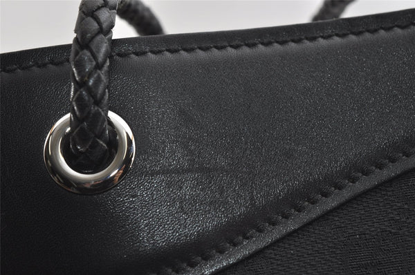 Authentic GUCCI Vintage Shoulder Tote Bag GG Canvas Leather 109141 Black 6195I