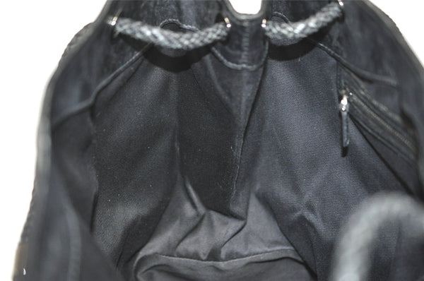 Authentic GUCCI Vintage Shoulder Tote Bag GG Canvas Leather 109141 Black 6195I