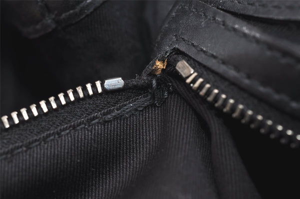 Authentic GUCCI Vintage Shoulder Tote Bag GG Canvas Leather 109141 Black 6195I