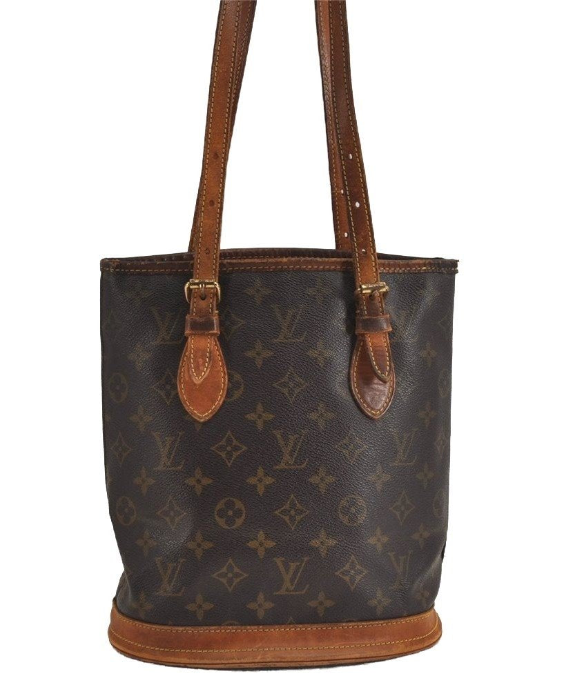 Authentic Louis Vuitton Monogram Bucket PM Shoulder Tote Bag M42238 LV 6195J