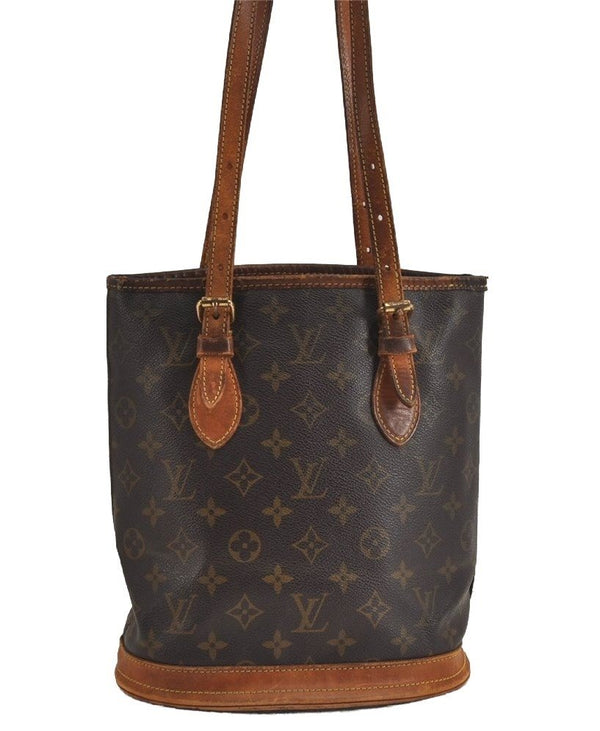 Authentic Louis Vuitton Monogram Bucket PM Shoulder Tote Bag M42238 LV 6195J
