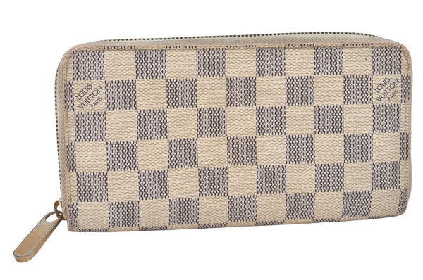 Authentic Louis Vuitton Damier Azur Zippy Wallet Long Purse N60019 LV 6196K