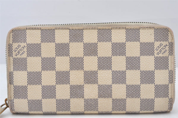 Authentic Louis Vuitton Damier Azur Zippy Wallet Long Purse N60019 LV 6196K