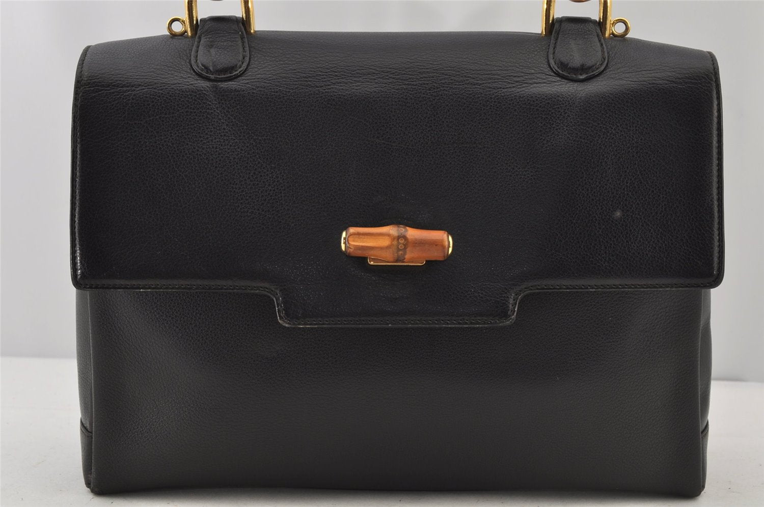 Authentic GUCCI Bamboo 2Way Hand Shoulder Bag Purse Leather Black Junk 6197J