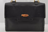 Authentic GUCCI Bamboo 2Way Hand Shoulder Bag Purse Leather Black Junk 6197J