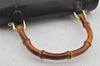 Authentic GUCCI Bamboo 2Way Hand Shoulder Bag Purse Leather Black Junk 6197J