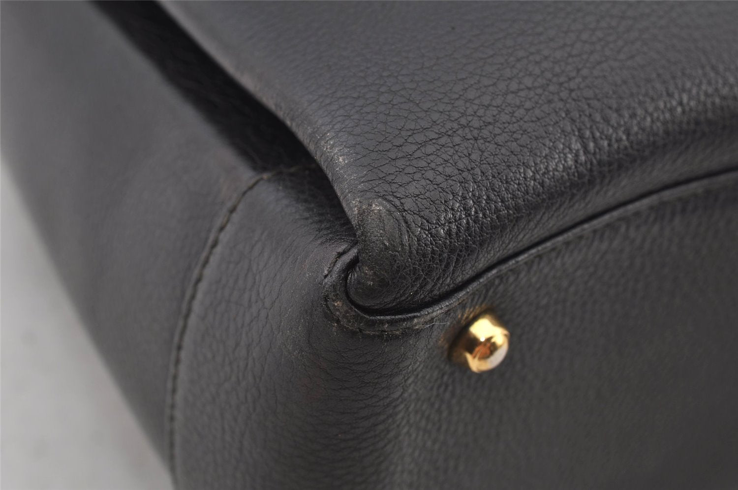 Authentic GUCCI Bamboo 2Way Hand Shoulder Bag Purse Leather Black Junk 6197J