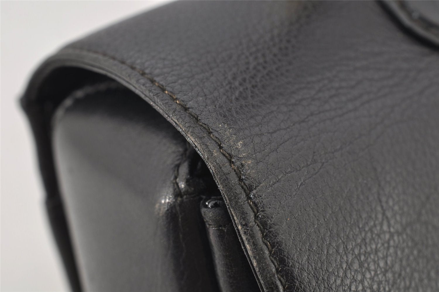 Authentic GUCCI Bamboo 2Way Hand Shoulder Bag Purse Leather Black Junk 6197J