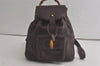Authentic GUCCI Vintage Bamboo Drawstring Backpack Leather Brown 6197K