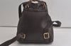 Authentic GUCCI Vintage Bamboo Drawstring Backpack Leather Brown 6197K