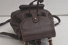 Authentic GUCCI Vintage Bamboo Drawstring Backpack Leather Brown 6197K