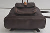 Authentic GUCCI Vintage Bamboo Drawstring Backpack Leather Brown 6197K