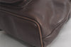 Authentic GUCCI Vintage Bamboo Drawstring Backpack Leather Brown 6197K