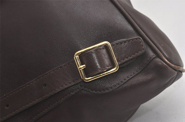Authentic GUCCI Vintage Bamboo Drawstring Backpack Leather Brown 6197K