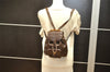 Authentic GUCCI Vintage Bamboo Drawstring Backpack Leather Brown 6197K