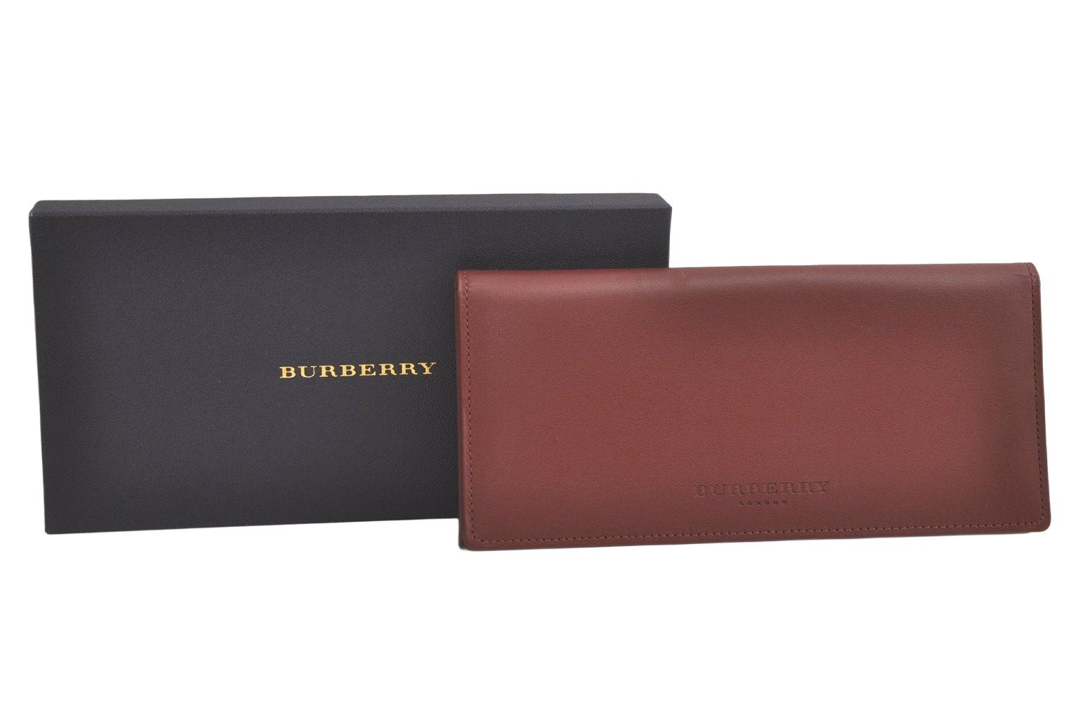 Authentic BURBERRY Vintage Leather Long Wallet Purse Brown Box 6204K