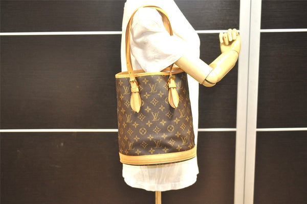 Authentic Louis Vuitton Monogram Bucket PM Shoulder Tote Bag M42238 LV 6214I