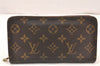 Authentic Louis Vuitton Monogram Porte Monnaie Zip Long Wallet M61727 LV 6214K