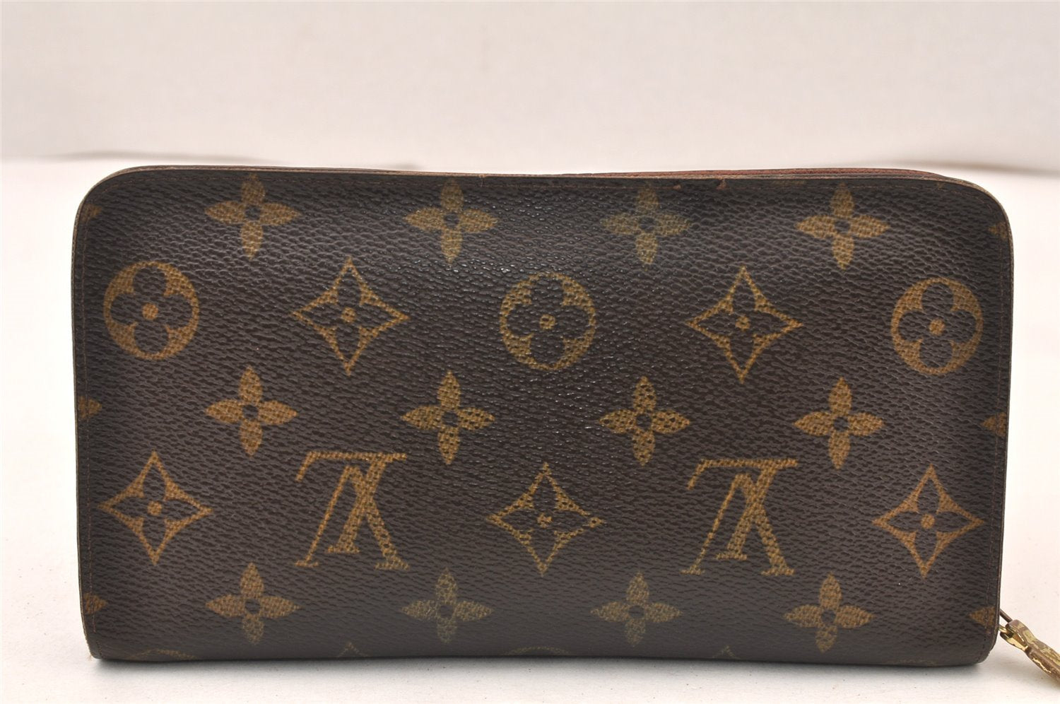 Authentic Louis Vuitton Monogram Porte Monnaie Zip Long Wallet M61727 LV 6214K