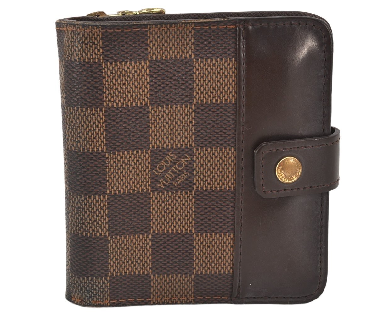 Authentic Louis Vuitton Damier Compact Zip Bifold Wallet Purse N61668 LV 6215K