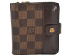 Authentic Louis Vuitton Damier Compact Zip Bifold Wallet Purse N61668 LV 6215K