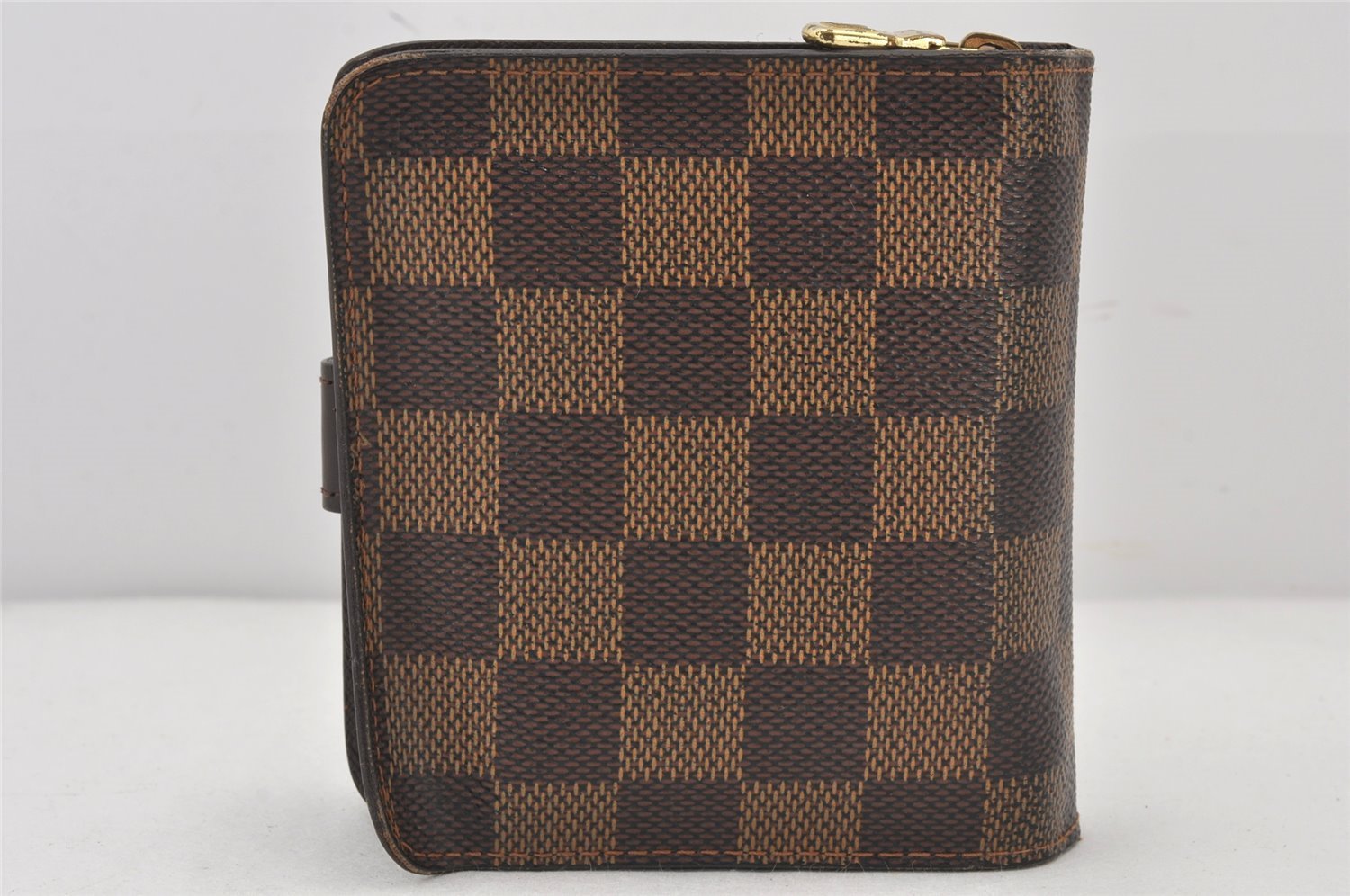 Authentic Louis Vuitton Damier Compact Zip Bifold Wallet Purse N61668 LV 6215K