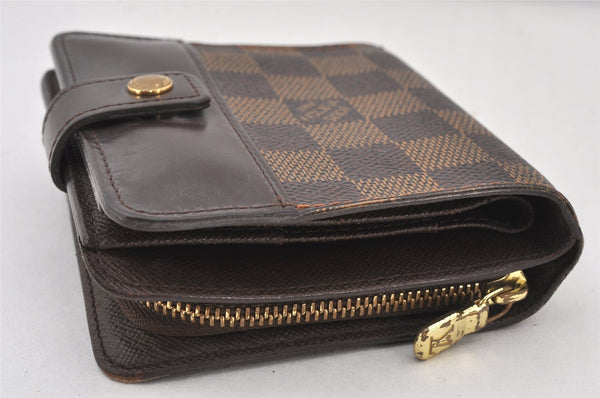 Authentic Louis Vuitton Damier Compact Zip Bifold Wallet Purse N61668 LV 6215K