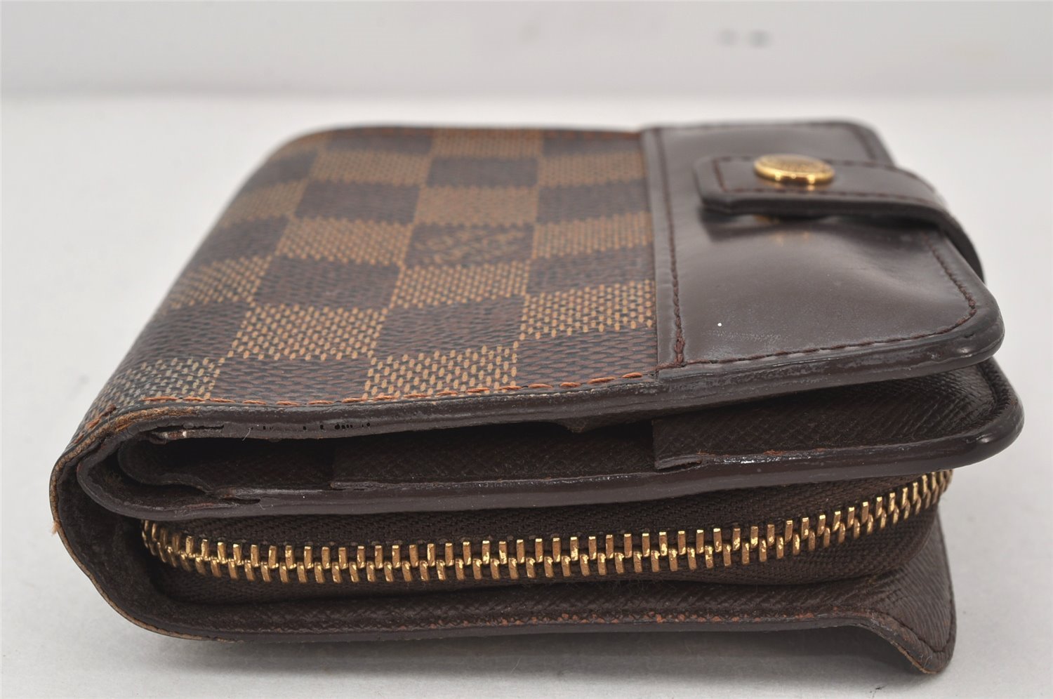 Authentic Louis Vuitton Damier Compact Zip Bifold Wallet Purse N61668 LV 6215K