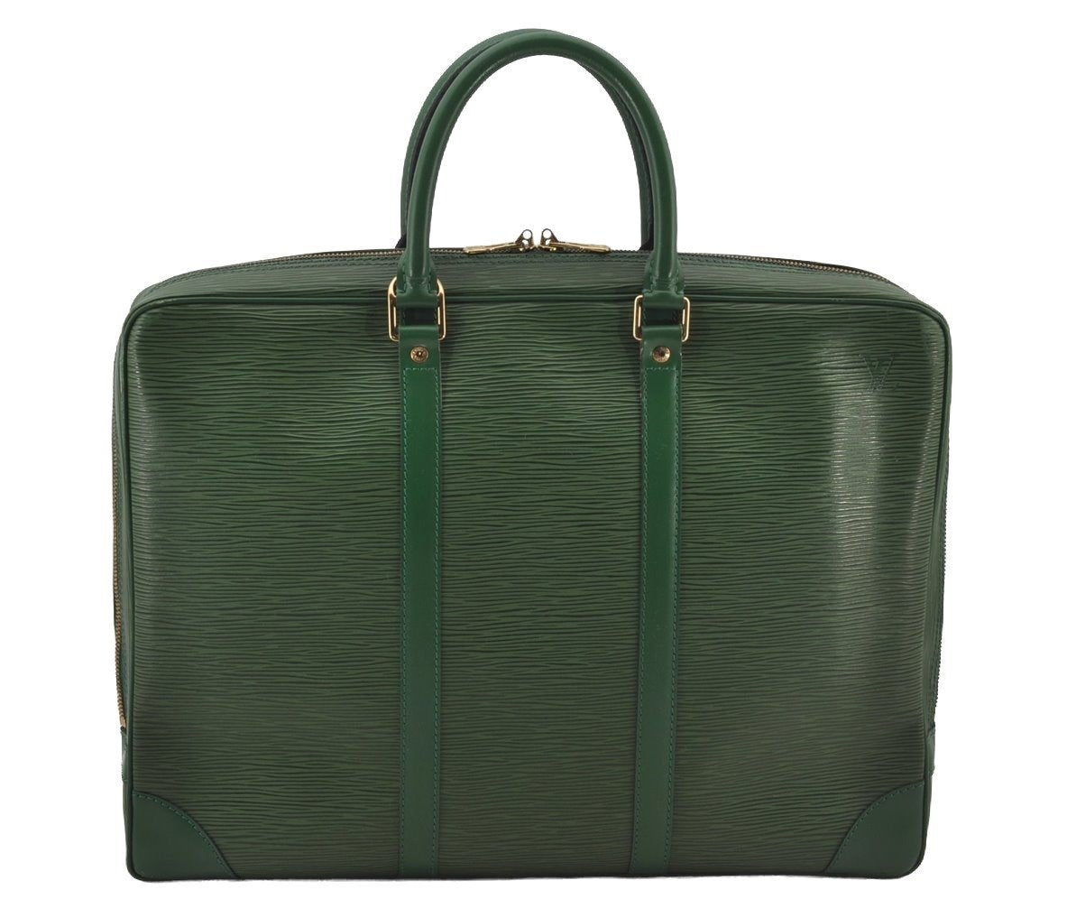Authentic Louis Vuitton Epi Porte Documents Voyage Briefcase M54474 Green  6216J