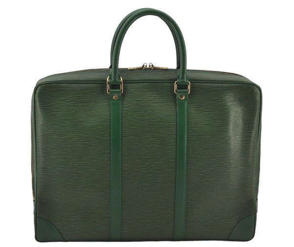 Authentic Louis Vuitton Epi Porte Documents Voyage Briefcase M54474 Green  6216J