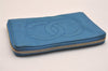 Authentic CHANEL Vintage Caviar Skin CoCo Mark Long Wallet Purse Blue 6217J